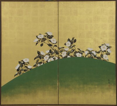 Camelias, Edo period by Suzuki Kiitsu